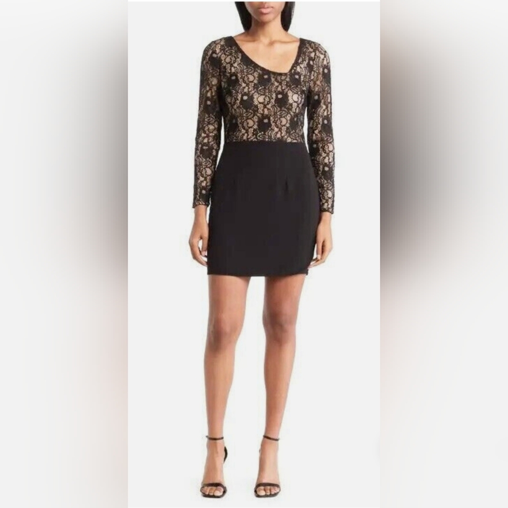 Dress the Population Chante Long Sleeve Black Mini Dress (Size XS)
